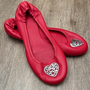 NWT Brighton Red Leather “Heart” Ballet Flats